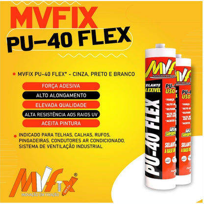 3 Und Cola Vedação Farol Pu-40 Mv Fix Sela Mais 400g Preto